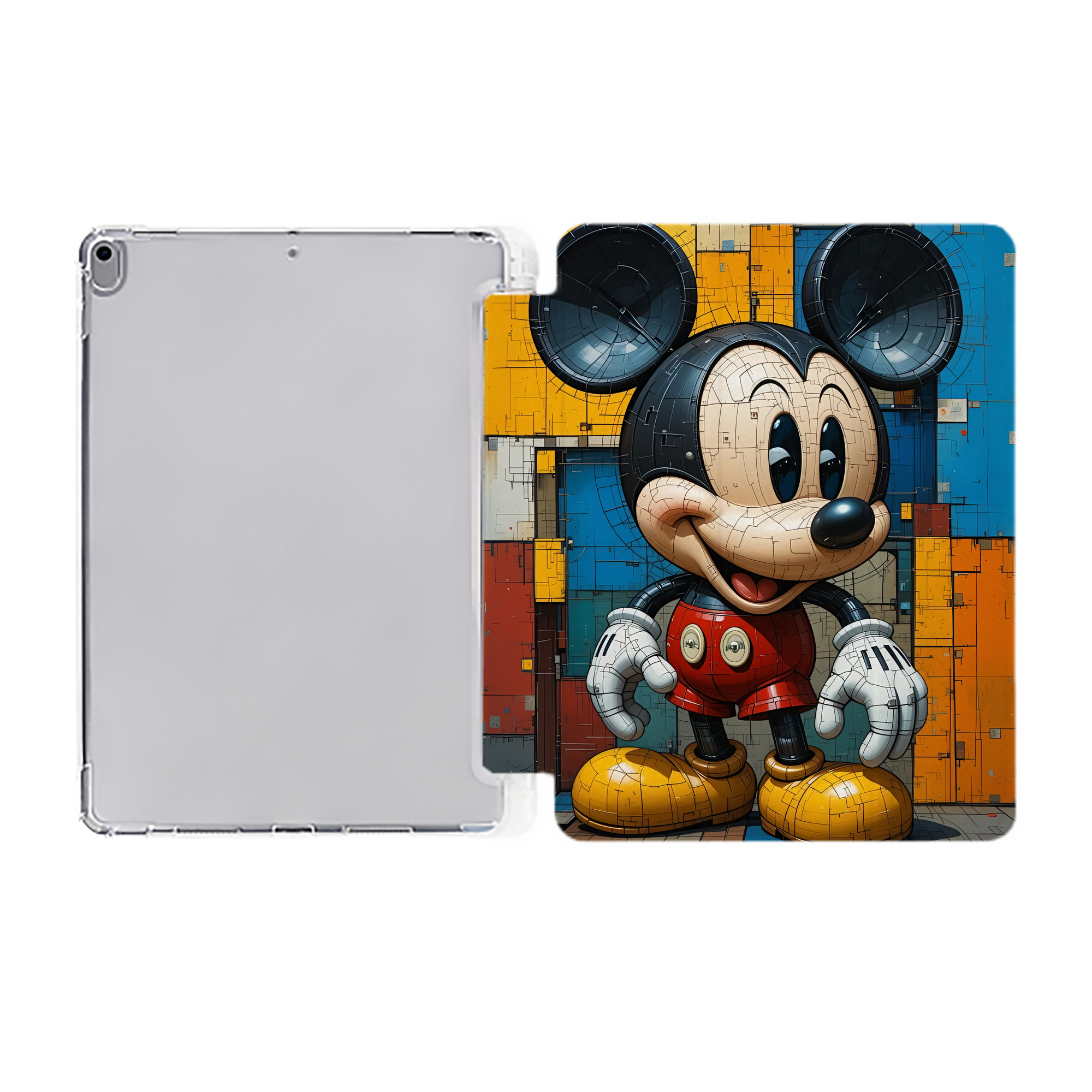 （画像用） ミッキーマウス Mickey Mouse IPad ケース ペン収納付き 三つ折りスタンド PUレザー×シリコン 対応機種9.5/10.5/10.9インチ
